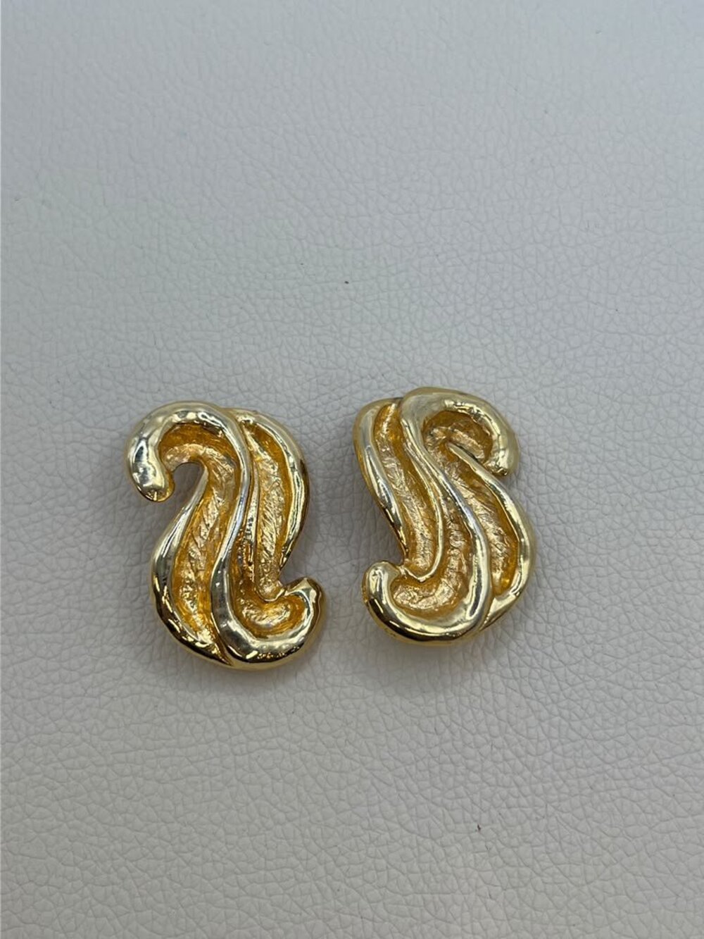 Vintage Oversized Gold-Tone Sculptural Clip-On Earrings